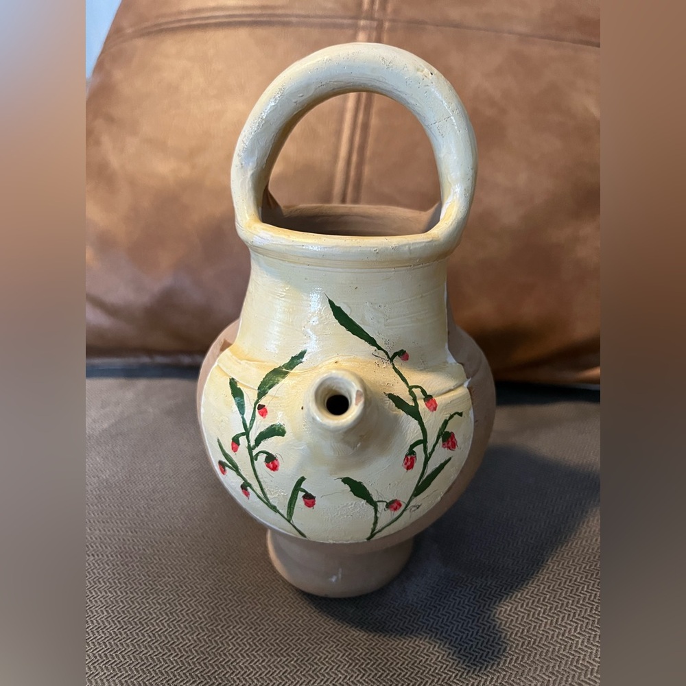Handcrafted Ceramic Vase with Floral hand painted Design